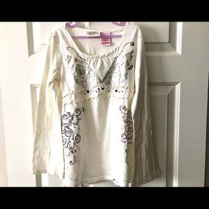 Bell Sleeve Tunic- Rhinestone + Butterfly Design